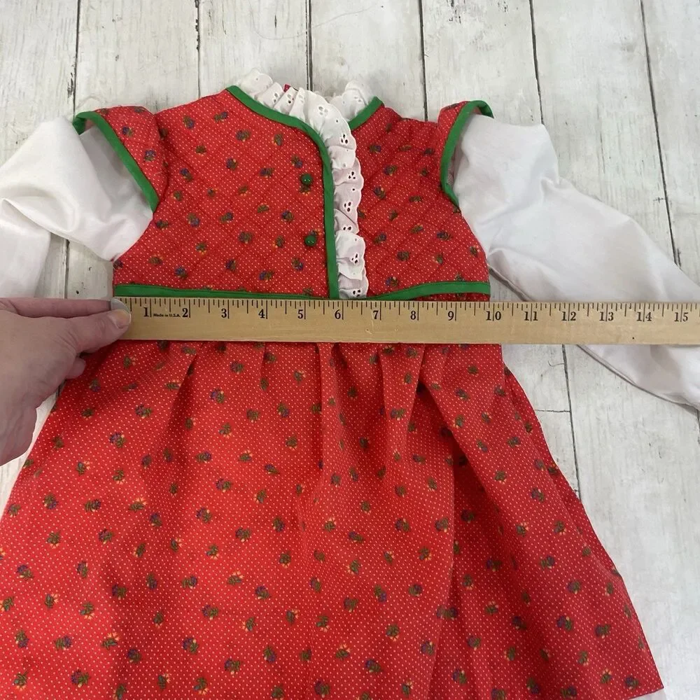 Vintage Nanas Pet JC Penny Red Floral Quilted Bodice Dress Sz 3T - 1980s